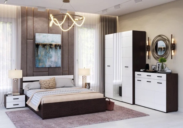 Спальный гарнитур Нэнси New Шкаф 4-х ств. МИФ (Белый глянец холодный/Белый)