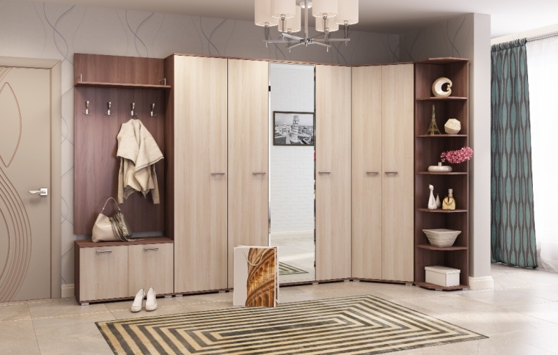 Прихожая Италия ШК-1300 Шкаф 3-х ств. с зеркалом ПАМИР (Шимо темный-Шимо светлый)