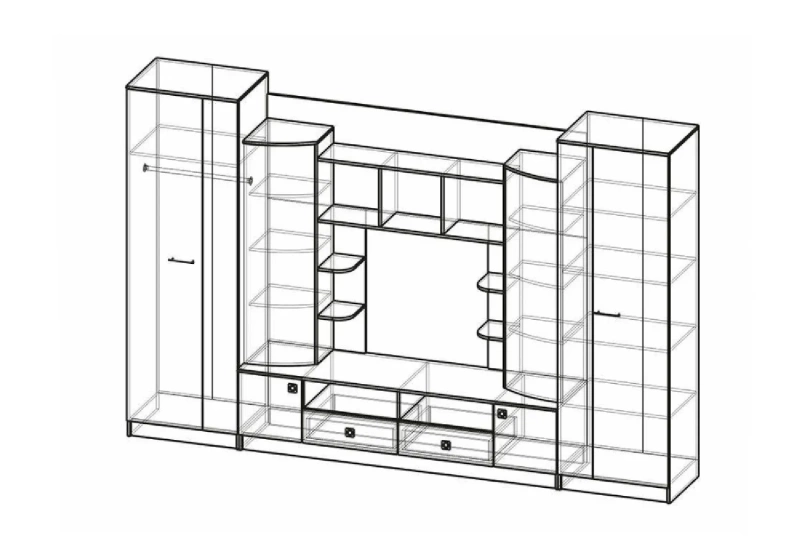 Гостиная Венеция МИФ (Дуб беленый, венге)