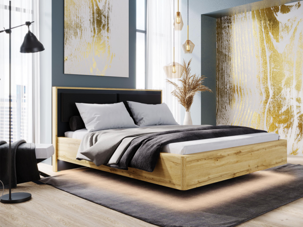 Либерти Кровать 1400 парящая РОСТОК (Дуб крафт золотой / Антрацит)