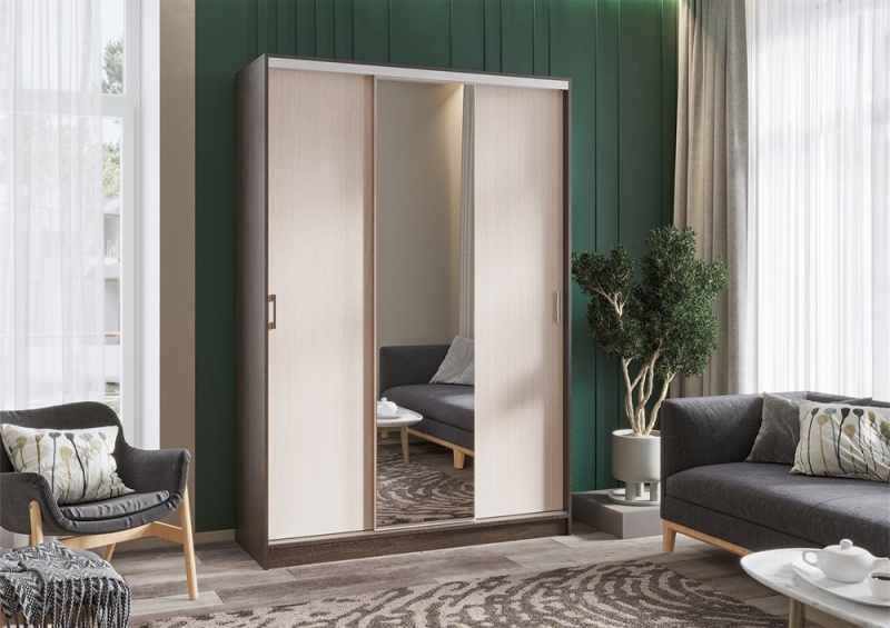 Альянс Шкаф-купе 1,5 СТЕНД (БЕЛФОРТ/ВЕНГЕ (1,5х2,2х0,61))