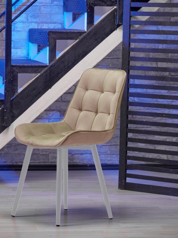 Стул Румба ПАМИР (F08 Бежевый/Белая опора)