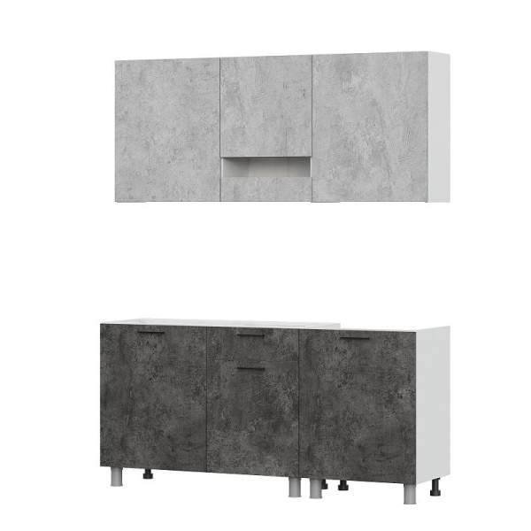 Кухонный гарнитур "Розалия" (без столешницы) SV-мебель (Цемент светлый / Цемент тёмный)