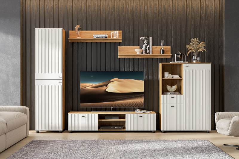 Модульная система Милан Пенал глухой SV-мебель (Дуб Золотой/Белый матовый)