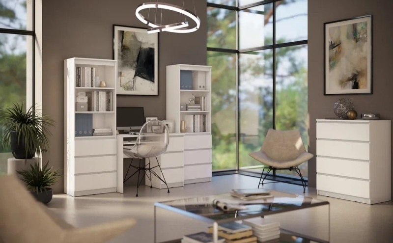 Челси Стол письменный МИФ (Белый глянец холодный, белый)