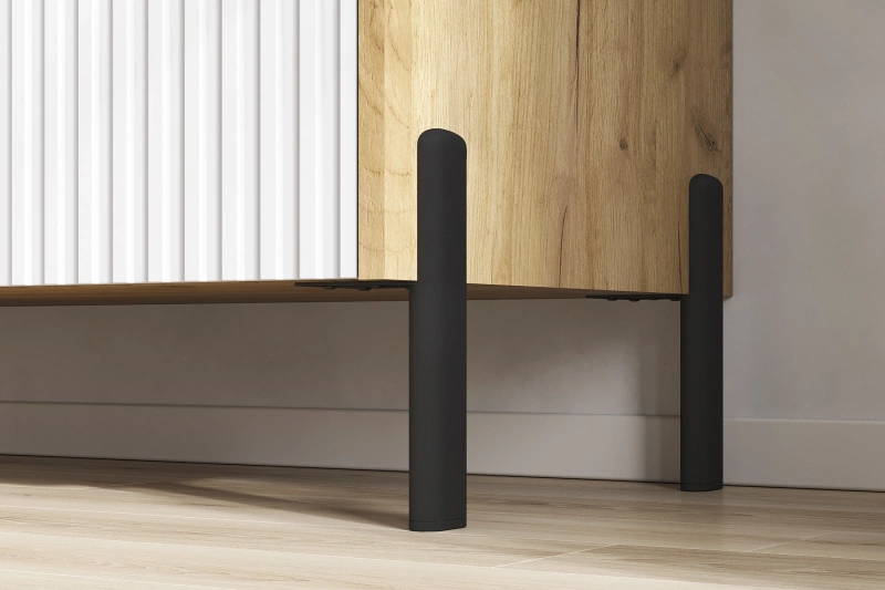 Гостиная Оливия Комод (металл) МИФ (Дуб Крафт золото, Браш Вайт)