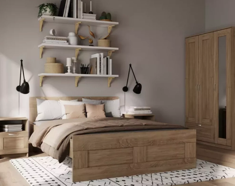 Сириус кровать двойная 1400 СВЕДСТА (Дуб Сонома (1460*825*2054))