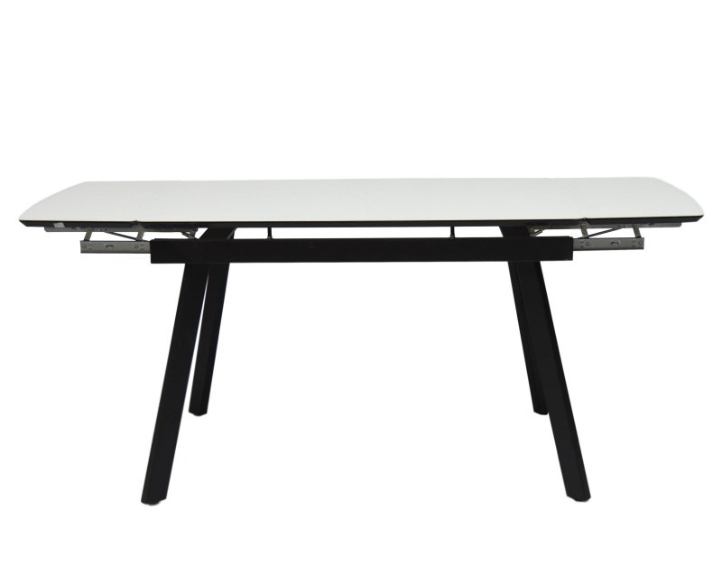 Стол Мадрид Люкс Про Керамика 1400 Ваша мебель (Керамика 920 B Бежевый опал, МДФ+пленка черная, каркас черный+Опора №16 муар черный (1400(2000)х850) )