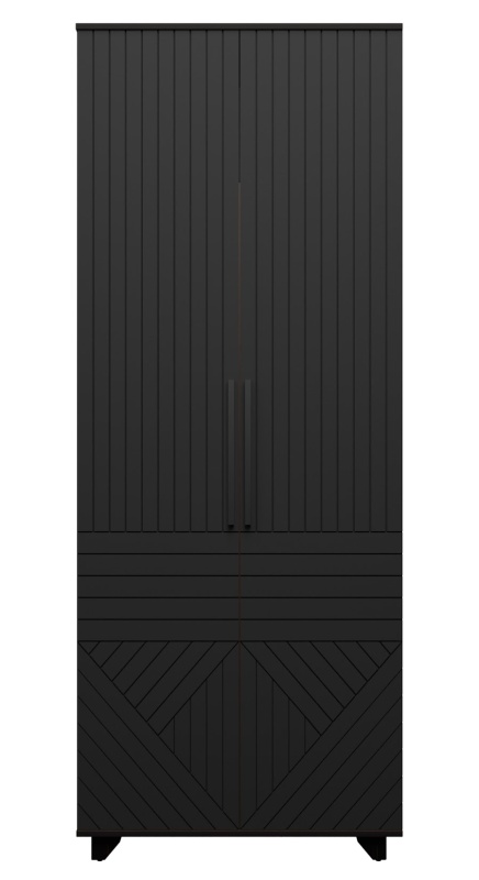 Копенгаген Шкаф 2-х ств. (12 СТУЛЬЕВ) (Корпус: ЛДСП Венге, Фасад: МДФ Черный мат)