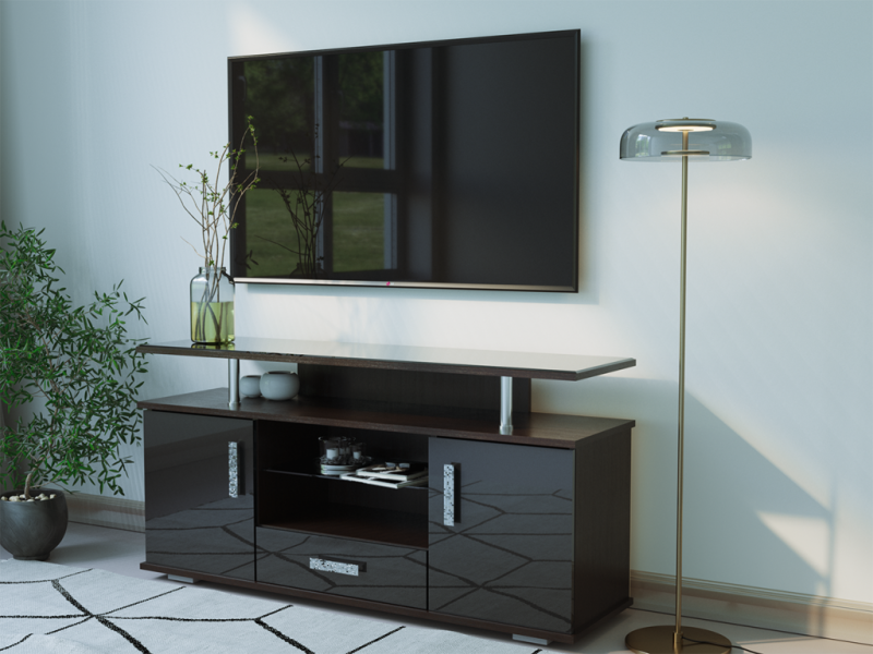 Подставка под ТВ 022 М РОСТОК (Венге / Глянец черный)