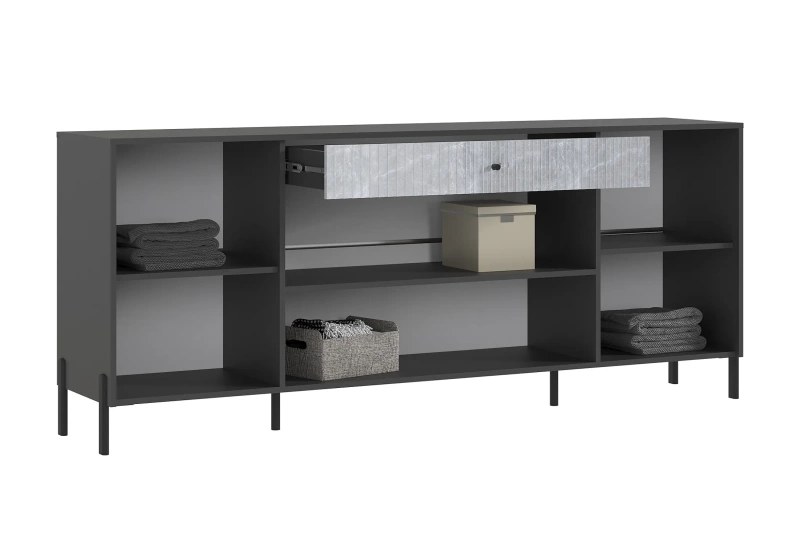 Гостиная Оливия Комод (металл) МИФ (Графит, Мрамор Глянец)