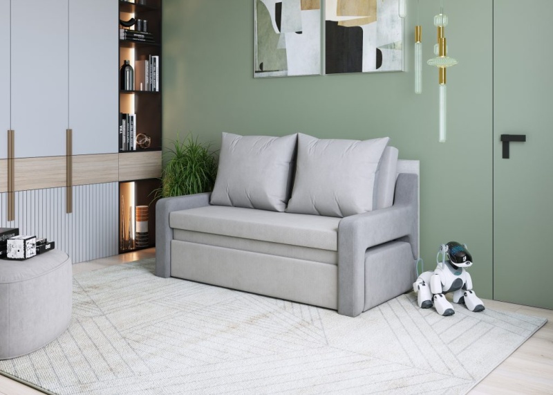 Диван Смарт 2 (3 в 1 на 1620) МЛЕК (Candy grey/Candy silver/дуб серый(1620*950*830))