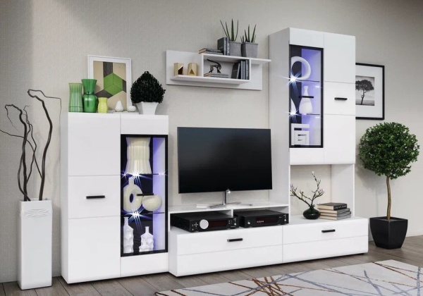 Гостиная Нэнси NEW Комод (3 д.+3ящ.) (МДФ) МИФ (Белый глянец холодный, Белый)