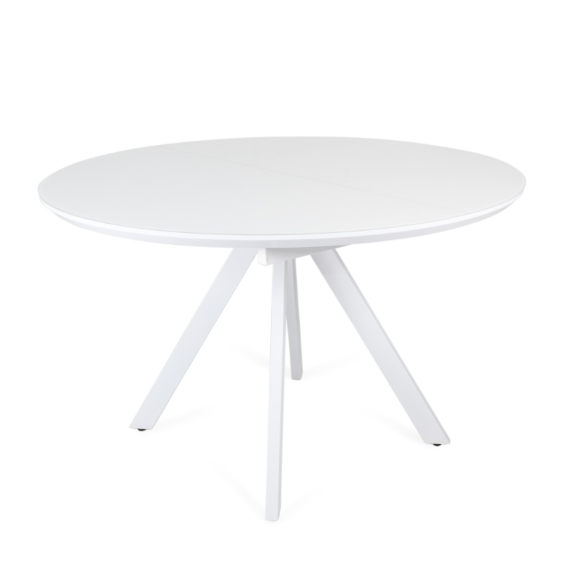 Стол Бахус Стекло 1100 Ваша Мебель (стекло серое/мдф титан/каркас основание МУАР черный (d=1100(1420)) СНЯТ)