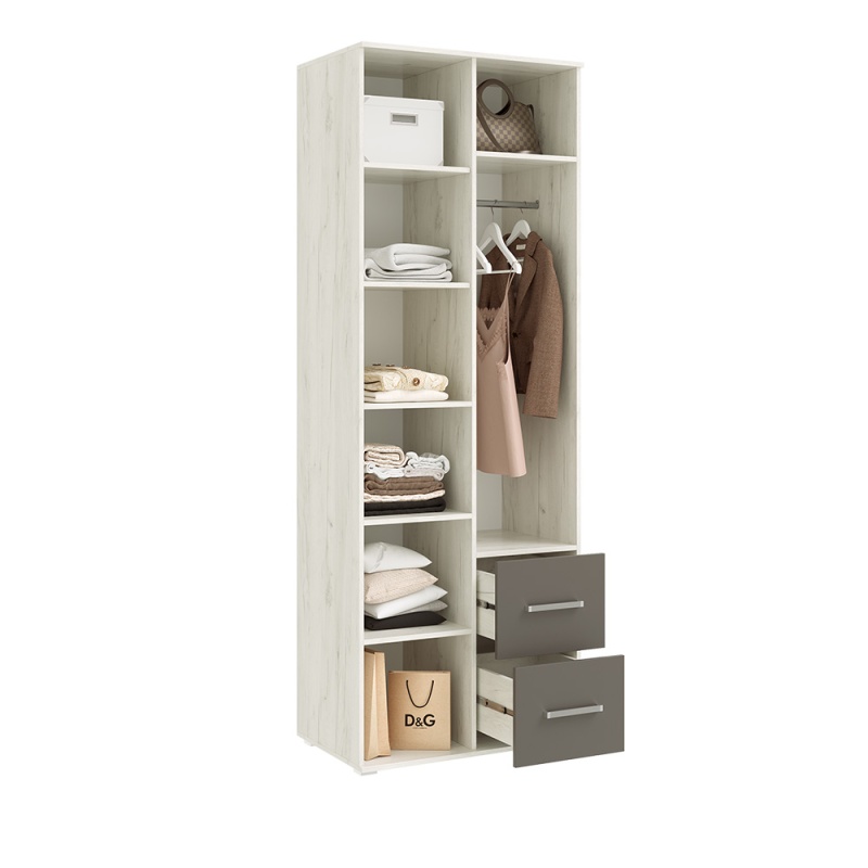 Спальный гарнитур Фиеста NEW Шкаф 2-х ств. (800) МИФ (Графит/Дуб Крафт Белый)