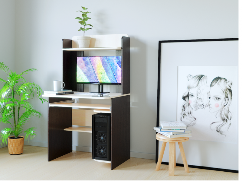 Стол компьютерный КЛ 5.5 РОСТОК (Венге / Дуб молочный)