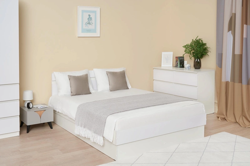 Челси Кровать 1.6 м МИФ (Белый глянец холодный, белый)