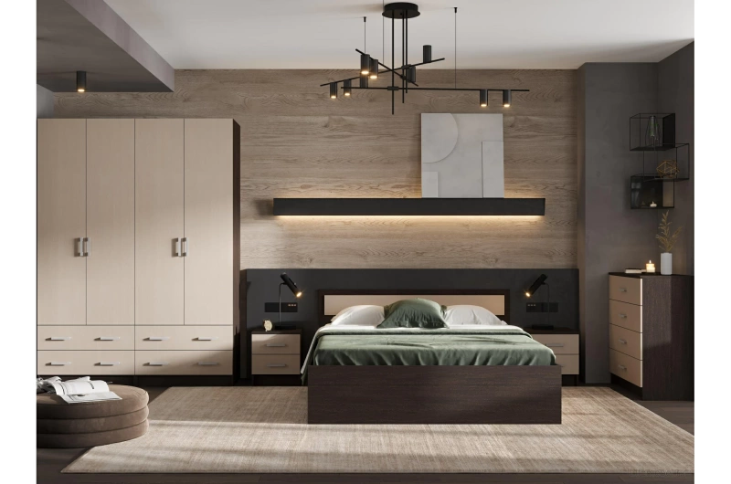 Гармония КР 604 кровать с ящиками 1600 СТЕНД/ТВД (фасад БЕЛФОРТ/корпус ВЕНГЕ (1,652х0,78х2,032))