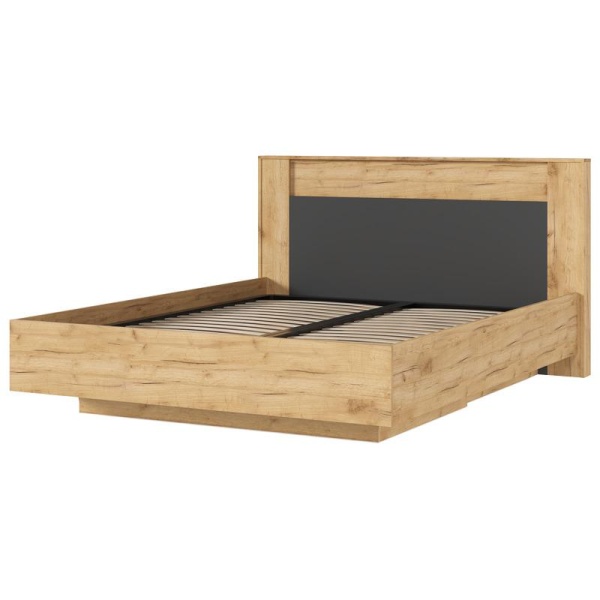 Спальный гарнитур Остин Кровать парящая 1,6м с ПМ МИФ (Дуб Крафт золото/Графит, Дуб Крафт)