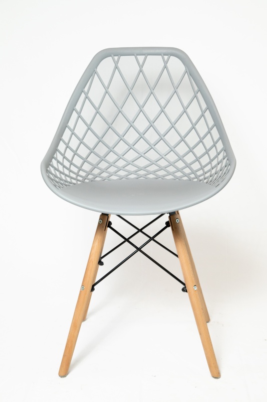 Стул Сидней КНР (Пластиковый стул с деревянными ножками и металлическим каркасом серый)