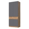 Прихожая Роджина Шкаф 2-х ств. МИФ (Графит, Дуб крафт (КРОМКА ДУБ СОНОМА))