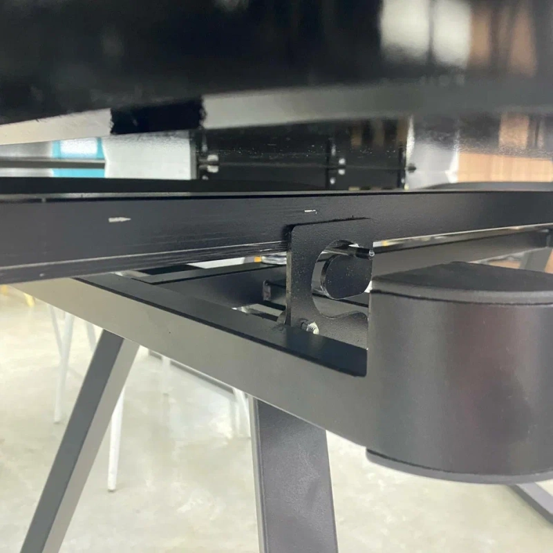 Стол Кронос Люкс Стекло 1400 Ваша Мебель (стекло белое, МДФ+пленка черная,каркас муар черный+Опора №10 мет.муар черный (1400(2200)х850))