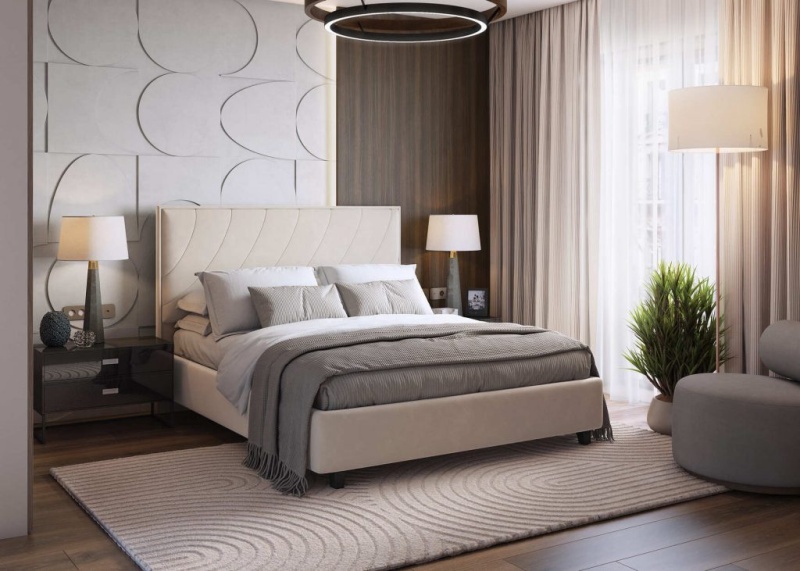 Кровать БЕЗ опоры София 1400 МЛЕК (бренди лайт 02/серо-белый)