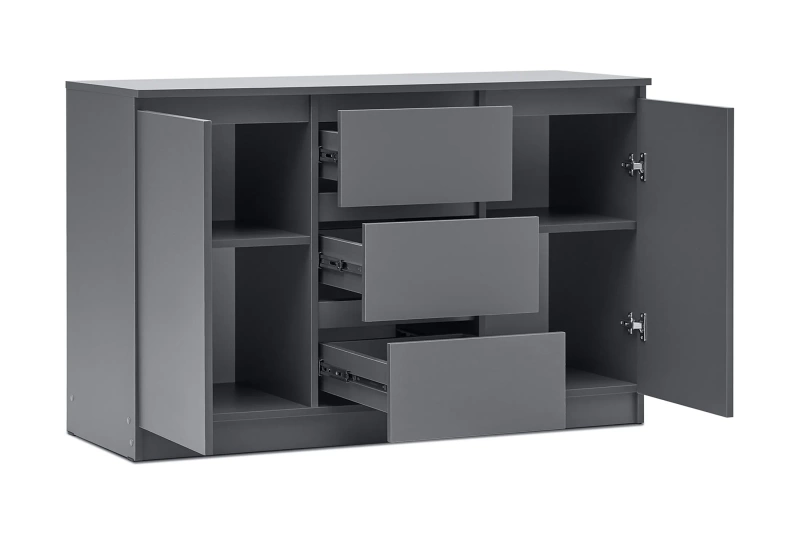 Челси Комод 1200 (2 двери 3 ящика) МИФ (Графит, графит)