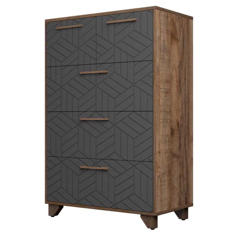 Амстердам Комод (12 СТУЛЬЕВ) (Корпус: ЛДСП Дуб Самдал, Фасад: МДФ Серый графит)