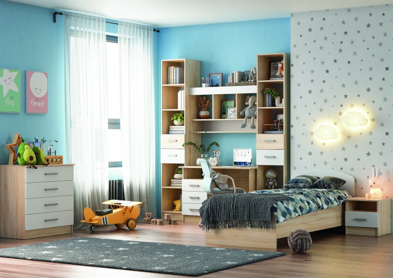 Детская серия Мартина Кровать 800 МИФ (Белый, сонома)