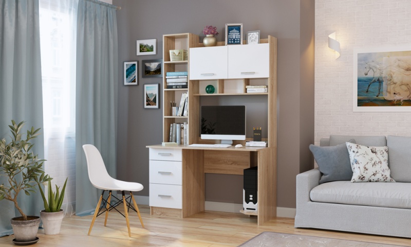 Стол ПКС-5 ПАМИР (Сонома-Белый глянец)