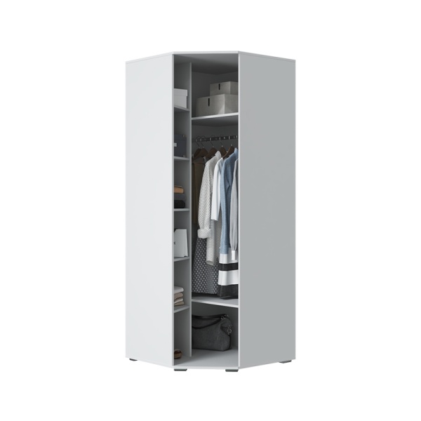 Спальный гарнитур Шарлиз Шкаф угловой МЛЕК (Белое сияние/Белый снег софт (892*2213*892))