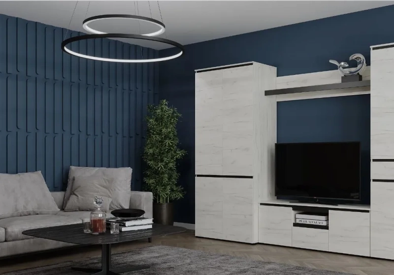 Гостиная Гретта Шкаф 4С ПАМИР (Крафт белый-Антрацит)