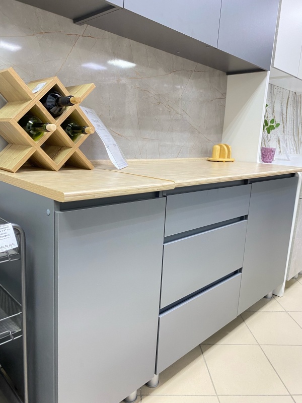 Кухонный гарнитур Денвер (1600) (ЛДСП) SV-мебель (Графит серый/Дуб Сонома)