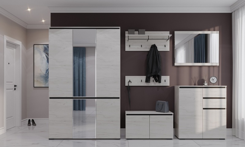 Прихожая Гретта Вешалка 900 ПАМИР (Крафт белый-Антрацит)