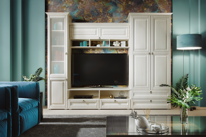 Гостиная Престиж-1 ПВХ Шкаф бельевой МИФ (Сандал светлый)