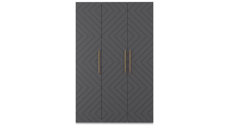 Копенгаген Шкаф 3-х ств. (12 СТУЛЬЕВ) (Корпус: ЛДСП Белый, Фасад: МДФ Серый графит)