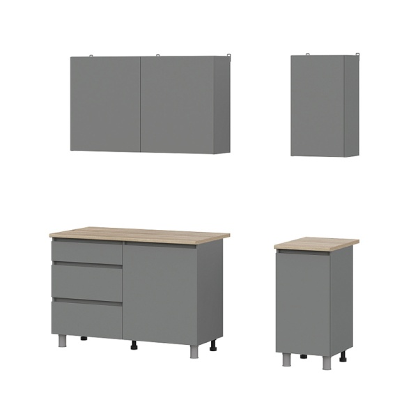 Кухонный гарнитур Денвер (1600) (ЛДСП) SV-мебель (Графит серый/Дуб Сонома)