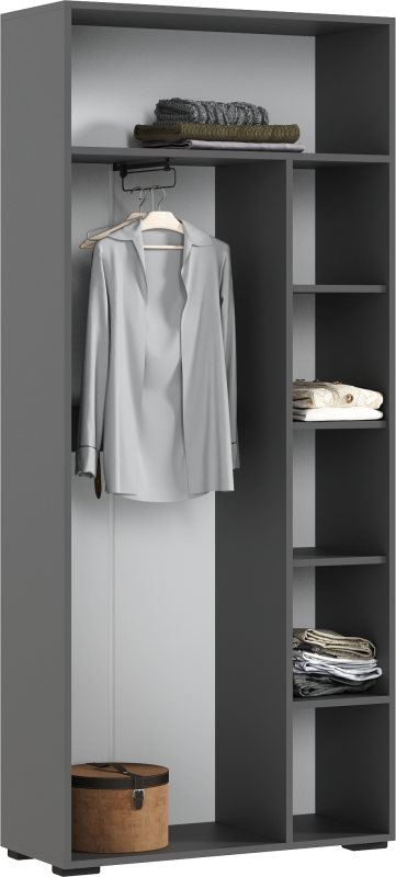 Гостиная Роджина Шкаф 2-х ств. (800) МИФ (Дуб крафт Белый/Графит Софт NEW, Графит)