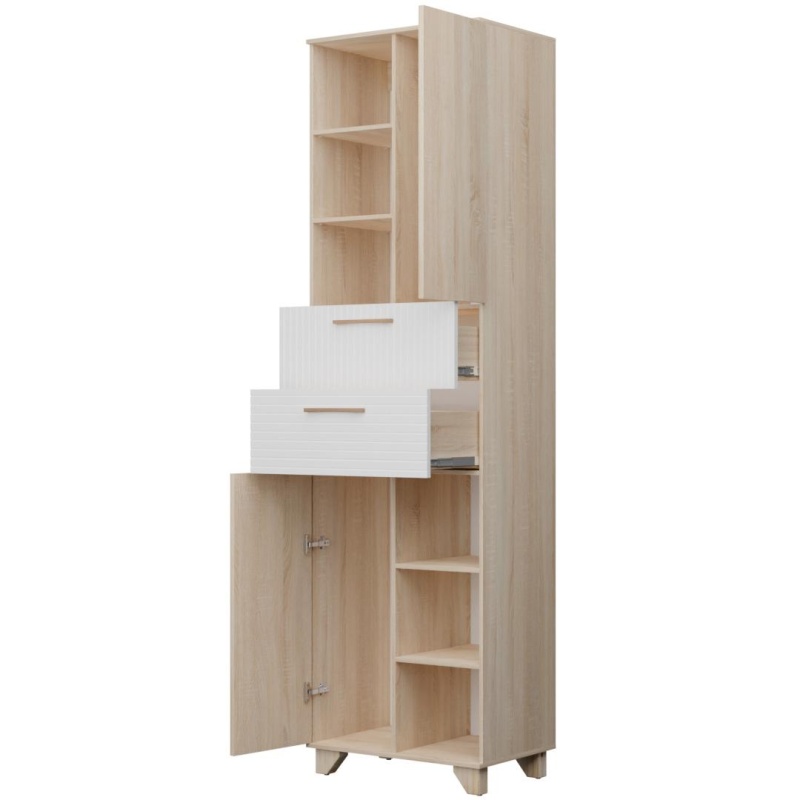 Копенгаген Пенал (12 СТУЛЬЕВ) (Корпус: ЛДСП Дуб Сонома, Фасад: МДФ Белый мат)