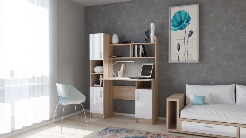 Стол ПКС-6 ПАМИР (Сонома-Белый глянец)