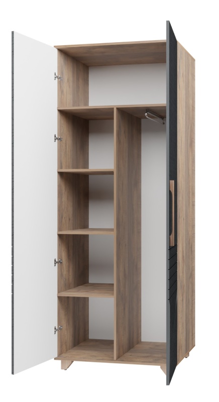 Копенгаген Шкаф 2-х ств. (12 СТУЛЬЕВ) (Корпус: ЛДСП Дуб Самдал, Фасад: МДФ Серый графит)