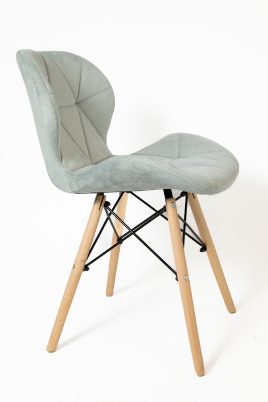 Стул Манжера КНР (бархатный стул, деревянные ножки, металлический каркас 39 серый)