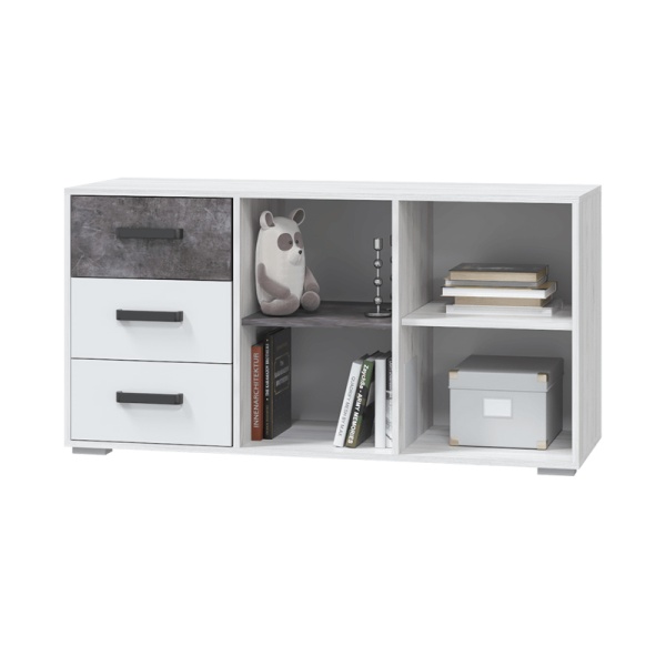 Подростковая серия Оливер Тумба с 1 дверкой и 3 ящиками МЛЕК (ясень анкор св/белый/камень тем(1287*664*426))