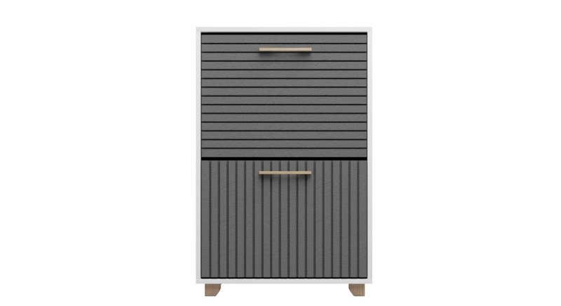 Копенгаген Обувница 2 ящика (12 СТУЛЬЕВ) (Корпус: ЛДСП Белый, МДФ Серый графит)