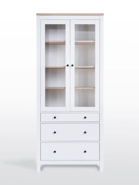 Сага шкаф с витриной 90 СВЕДСТА (Белый/ясень (904*2155*414))