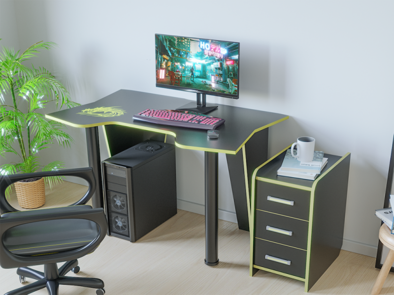 Тумба КЛ 9.3 к комп.столу РОСТОК (Черный/Желтый)