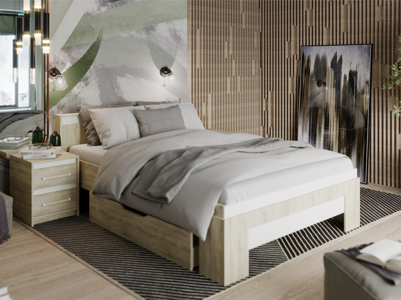 НКМ Эдем-1 секция №10 выдвижной ящик для кровати 1400 РОСТОК (Дуб сонома / Белый жемчуг)