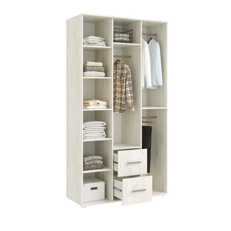 Спальный гарнитур Фиеста NEW Шкаф 3-х ств. (1200) с зеркалом МИФ (Графит/Дуб Крафт Белый)