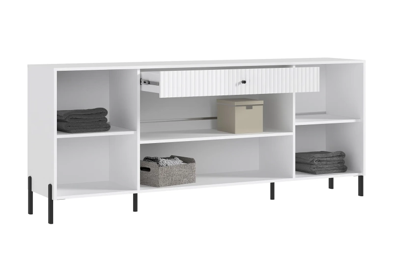 Гостиная Оливия Комод (металл) МИФ (Белый, Белый Глянец холодный)